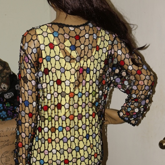 Beaded Crochet Multi-color Button Front - Picture 4 of 8